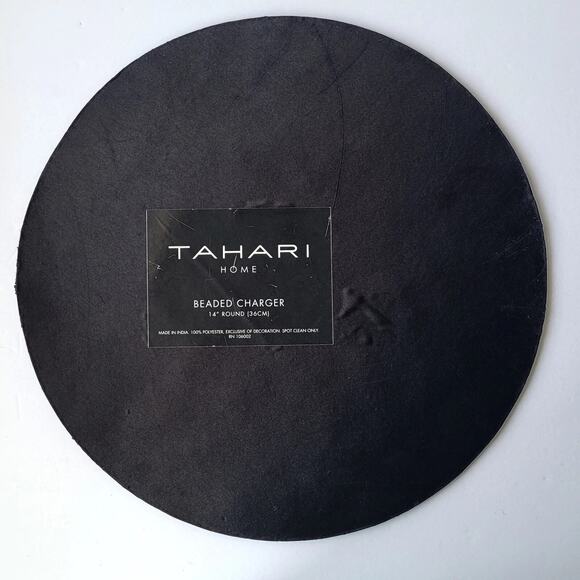 Tahari Checkered Halloween Ghost 14" Beaded Placemat Charger NEW - Picture 6 of 8